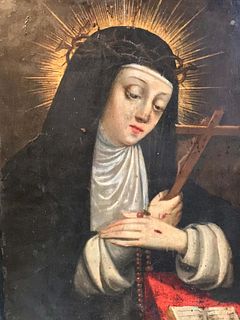 SAINT CLARE OF ASSISI OIL PAINTING
