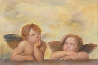 TWO ANGELS OIL PAINTING