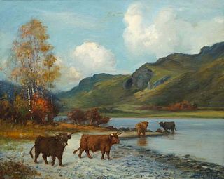 WATERING FROM THE LOCH'S OIL PAINTING