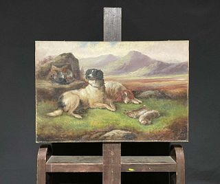 HIGHLAND SETTER DOGS OIL PAINTING