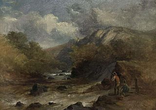 FISHING IN THE HIGHLANDS OIL PAINTING