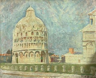 THE BAPTISTRY IN PISA, ITALY OIL PAINTING