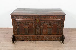 18th Century Carved German Blanket Chest