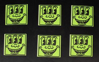 6 Keith Haring 3 Eyed Face Original Stickers