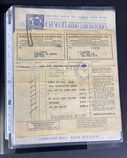 US Receipt for Photo Equipment 1935