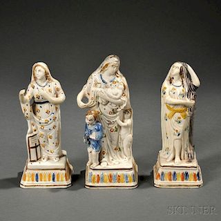 Three Pratt-type Pearlware Allegorical Figures