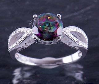 Mystic Topaz & Sterling Solitaire Ring