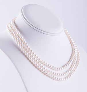 Freshwater Pearl Necklace, Triple Strand