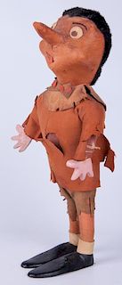 Antique Pinocchio Doll of Leather & Ceramic
