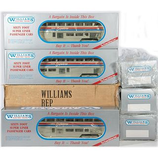 Williams - group of six Superliner Passenger cars in original boxes and shipping box
