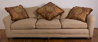Tan Three-Cushion Sofa
