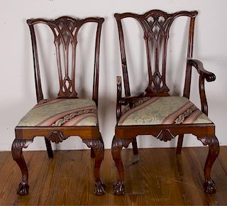 Chippendale Style Mahogany Dining Chairs, Pair
