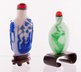 Chinese Glass Snuff Bottles, Two (2)