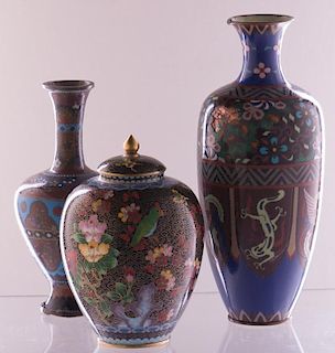 Cloisonne Vases & Urn, Three (3)