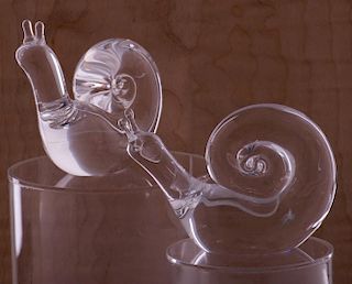 Steuben Glass Snail Hand Coolers, Two (2)