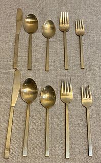 Service for 2 Gold Mid Century Modern Flatware