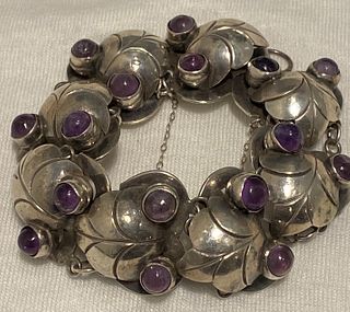 Mexican Sterling Silver and Amethyst Bracelet
