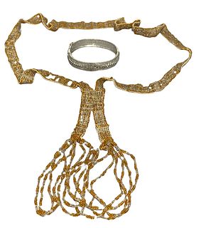 2pc Art Deco Sautoir Micro Glass Bead Necklace 