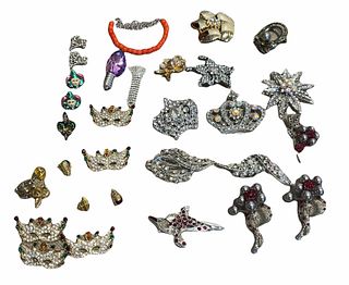 1980's Vintage Rhinestone Pin Brooch Collection 