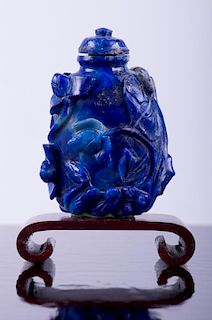 19th C Chinese Lapis Lazuli Snuff Bottle