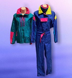1980'S  Neon COLUMBIA Windbreaker & Ski Suit Ladies