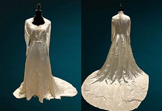 Vintage Liquid Satin Beaded Wedding Dress