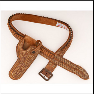 Highly Decorated Mexican Leather Holster and Ammo Belt
