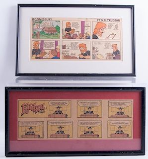 Kudzu & Doonesbury Framed Cartoons, Two (2)
