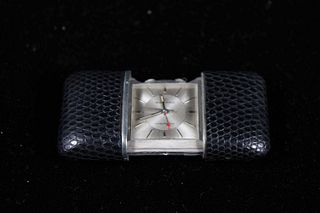 Movado Ermetophon Lizard Leather Travel Clock