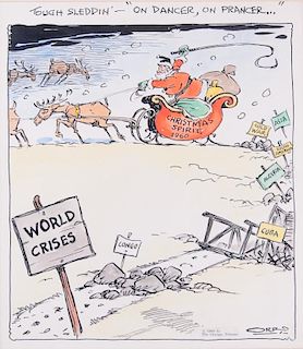 Carey Cassius Orr Christmas Cartoon, Framed