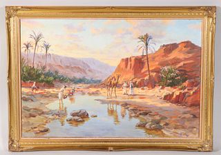 Alphonse Birck, Oil on Canvas, Nile River Scene