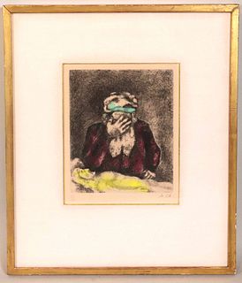 Marc Chagall, Lithograph 'Abraham Mourning Sarah'