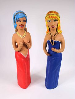 Irene Aguilar, Two Painted Terracotta Figures