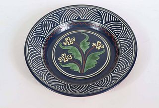 M.L. Farrell Slip-Decorated Redware Charger
