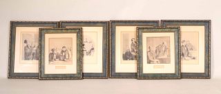 Six Framed Honore Daumier Courtroom Lithographs