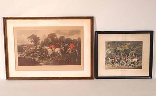 Two Lithographs of Fox Hunting Scenes