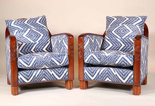 Pair of Art Deco Upholstered Club Chairs