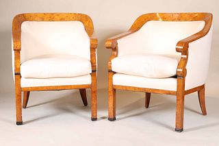 Pair of Biedermeier Burl Maple Tub Chairs