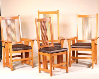 Four Vulpiani Workshop Arts & Crafts Style Chairs
