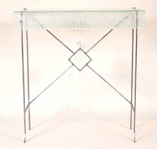 Contemporary Glass and Steel Pier Table