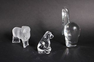 Three Assorted Glass Animal Figurines