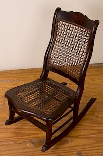 Late 19th C Child's Rocking Chair, Mixed Woods