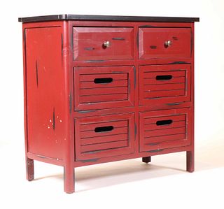 Red-Painted Chest of Drawers