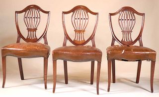 Three George III Mahogany Shield Back Side Chairs