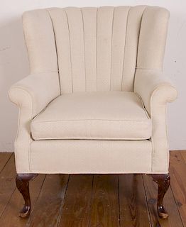 Cream Upholstered Wingback Armchair