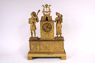 French Neoclassical Gilt Metal Mantle Clock