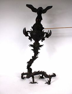 Chinese Bronze Dragon and Eagle-Decorated Censer