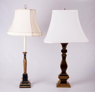 Gilded Column Lamp Pair