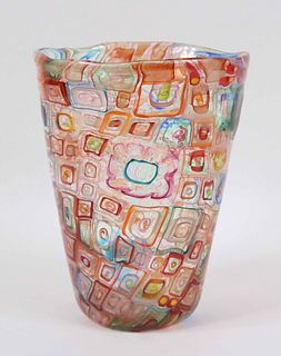 Millefiori Style Art Glass Vase