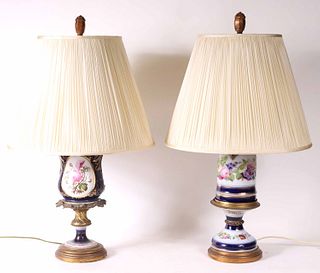 Two Similar Sevres Style Porcelain Table Lamps